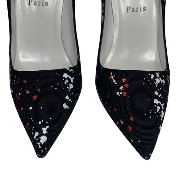 Christian Louboutin So Kate 120mm Pumps EU 38 US 8 Toile Splash Black High Heels - Picture 4 of 10